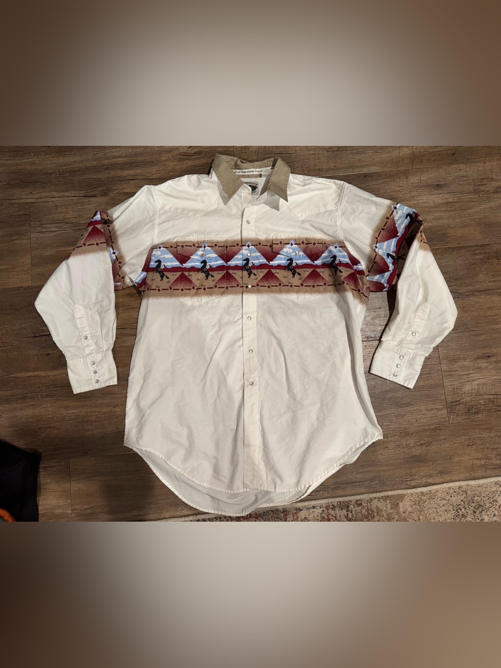 Vintage Cumberland Outfitters Western Cowboy Pearl Snaps Button Up Shirt Sz XXL